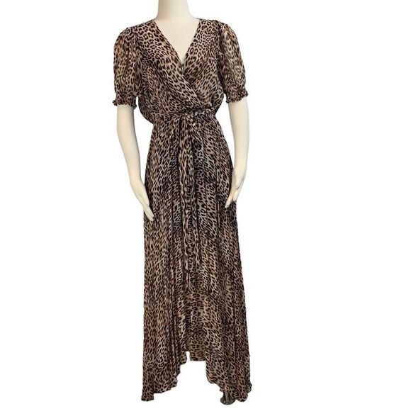 Bec + Bridge Animal Print Flowy Wrap Front Maxi Dress Size 4 - Picture 1 of 12